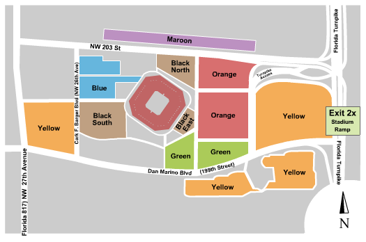 Hard Rock Stadium Parking Lots Map